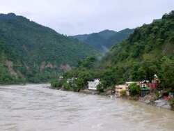 Sri Trayanbakshwar Temple,Lakshman Jhula,Ntsc and Pal. Stock Footage