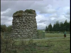 Stone memorial to the Battle of Culloden, United Kingdom, 1957 Stock Footage