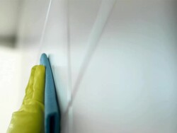 HD DOLLY: Cleaning The Wall Tiles Stock Footage