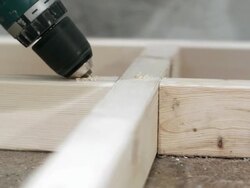 HD: Drilling A Pilot Hole and Fixing Wooden Frame Stock Footage