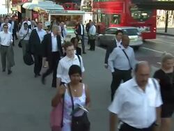 London Bridge Commuters Olympic London General Views Stock Footage