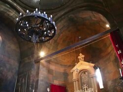 Khor Virap monastery, interior view of the church of the Holy Mother of God, Saint Astvatsatsin Stock Footage