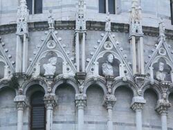 MS Detail of Leaning Tower of Pisa / Pisa, Tuscany, Italy Stock Footage