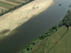 AERIAL WS River Tagus / Almourol, Santarem, Portugal Stock Footage