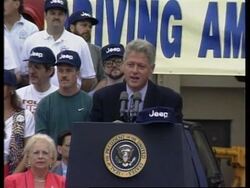 USA - Clinton campaign visits jeep plant News Clip