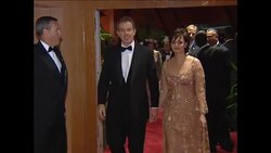 Tony Blair & Cherie Arrive at Commonwealth Summit News Clip