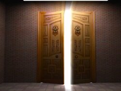 Door Opening Through Lights Stock Footage