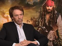 INTERVIEW Jerry Bruckheimer on enhancing the experience of the audience and more at the Pirates of the Caribbean - On Stranger Tides junkets at London England. (Footage by WireImage Video/GettyImages) Stock Footage