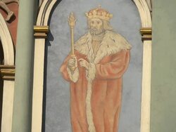 CU of a painting on the City Hall  Stock Footage