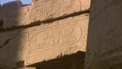 Hieroglyphs decorate Karnak Temple in Egypt. Stock Footage