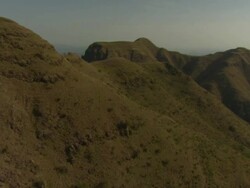 Maasai or Samburu Aerial ridge and huge valley Stock Footage