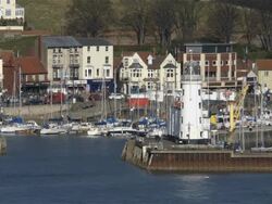 SCARBOROUGH HARBOUR AND LIGHTHOUSE Stock Footage