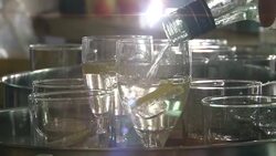 Preparing drinks for reception Stock Footage