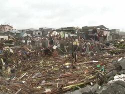 Typhoon Haiyan Storm Surge Destruction In Tacloban City Stock Footage