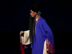 MS Artist performing Qinqiang opera in theater and Qinqiang is representative folk opera of northwest china  AUDIO  / xi'an, shaanxi, china Stock Footage