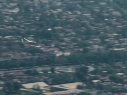 2010 AERIAL Gliders racing over city and airfield / Santiago de Chile, Gran Santiago, Chile Stock Footage