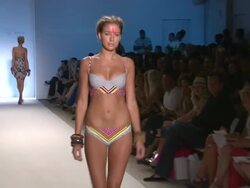 Models walk the runway during the Mara Hoffman swimwear 2012 show Stock Footage