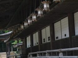 MS Hung lantern in temple / Kouya, Wakayama, Japan Stock Footage