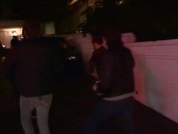 Dan Auerbach of The Black Keys Enters Chateau Marm Stock Footage