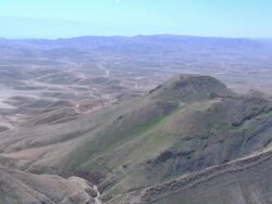 Aerial Hyrcania, Hasmonean and Herodian fortress in the Judea Desert, Israel, Northern Judea Desert Stock Footage