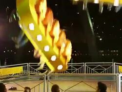 MS TS Shot of People enjoying amusement ride at funfair, star shape   / Cologne, Germany Stock Footage