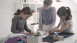 Sewing class for kids. Stock Footage