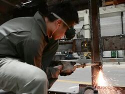 Metal cutting with gas Stock Footage