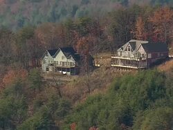MS AERIAL Shot of house in forest / South Carolina, United States Stock Footage