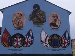 Mural on house wall, Belfast, Northern Ireland Stock Footage