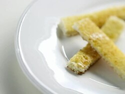  CU PAN Shot of blue egg in egg cup with toast / London, United Kingdom  Stock Footage