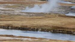 Yellowstone River with Sulfur Steam Pots Stock Footage