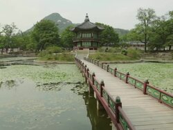 Shot of Hyangwonjeong water garden Stock Footage