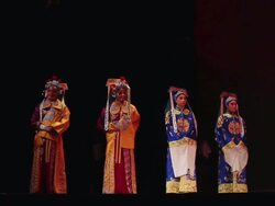 MS Artist performing Qinqiang opera in theater, Qinqiang is representative folk opera of northwest china AUDIO / xi'an, shaanxi, china Stock Footage