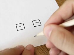 Voting Marking Si in Italian Stock Footage