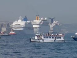 boats on bosphorus 1 Stock Footage
