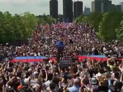 Hillary Clinton Holds Campaign Kick-Off Rally In NYC Stock Footage