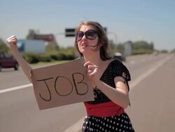 Job hunting highway Stock Footage