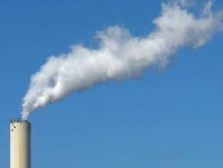 MS Shot of electricity Power Station chimney emitting white steam / Ashkelon, Judea, Israel  Stock Footage