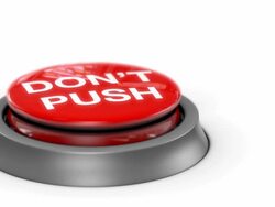 DON'T PUSH BUTTON - Three different buttons with sound effect Stock Footage