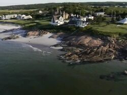 Aerial View, coastal mansions Stock Footage