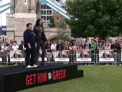 Jonah Hill, Russell Brand at the Get Him to the Greek Premiere at London England. (Footage by WireImage Video/GettyImages) Stock Footage