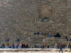 MS PAN Tourists at secret entrance to Pyramid of Cheops / Giza, Egypt Stock Footage