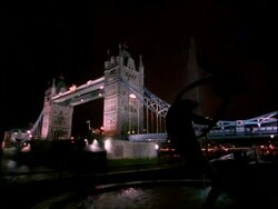 WA View across River Thames to Tower Bridge at night, London Stock Footage