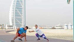 Morning exercise in Dubai Stock Footage