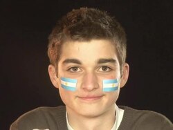 Smiling Patriotic Argentina male - HD &amp; PAL Stock Footage