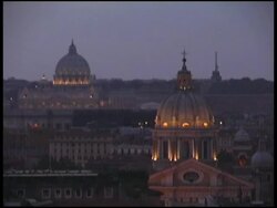 Rome Domes and Rooftops (St. Peter's, San Carlo al Corso) Stock Footage