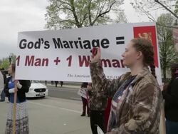Religious people demonstrate against gay marriage at the March for Marriage Stock Footage