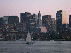 Boston Harbor and Skyline Stock Footage