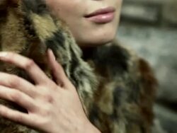 Young woman wearing fur coat Stock Footage