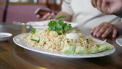 Asian  eating fried rice Stock Footage
